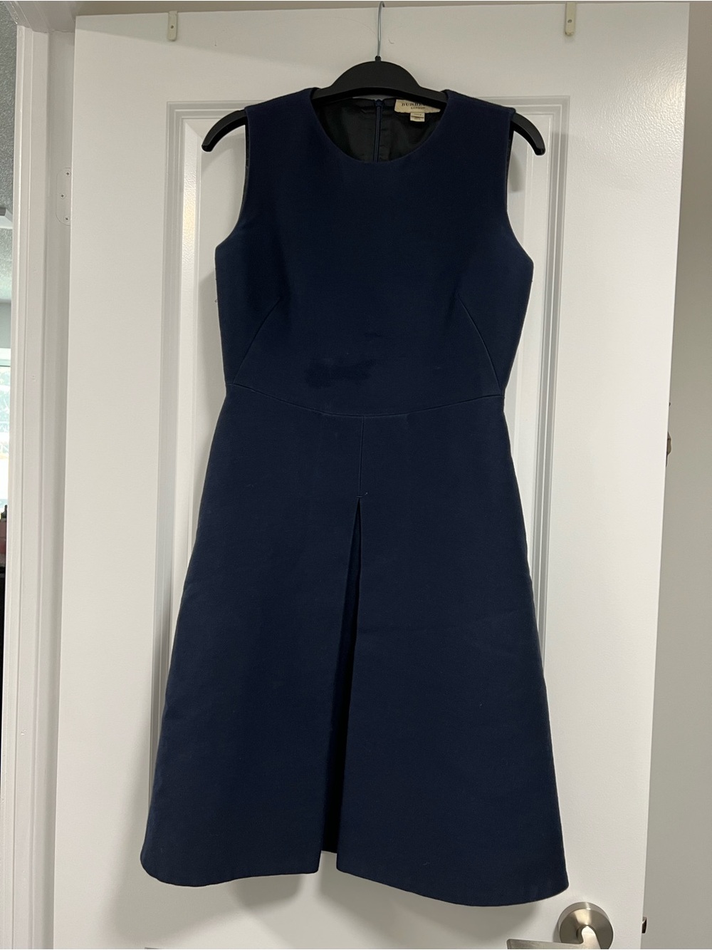 Burberry Navy Sleeveless Fit-and-Flare Midi Dress